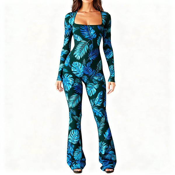 Women's Outdoor Yoga Suit Set - Comfort Shaping Flare Leg Wide-Leg Gym Workout Jumpsuit